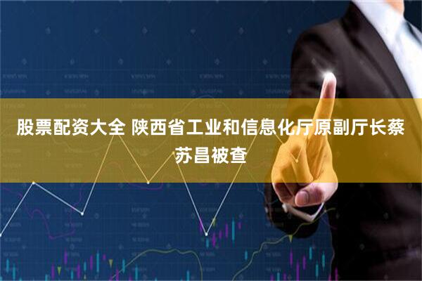 股票配资大全 陕西省工业和信息化厅原副厅长蔡苏昌被查